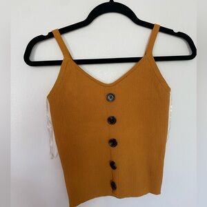 Almost Famous Mustard Button Tank top